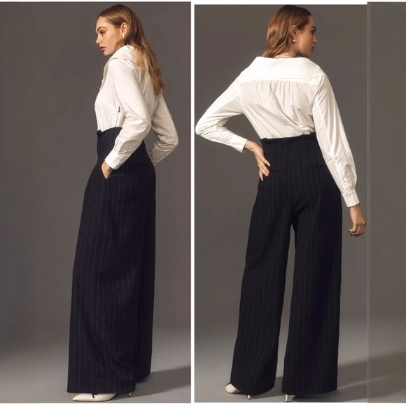 Anthropologie Maeve Corseted Wide Leg Long Sleeve Off the Shoulder Jumpsuit NEW - Picture 2 of 6